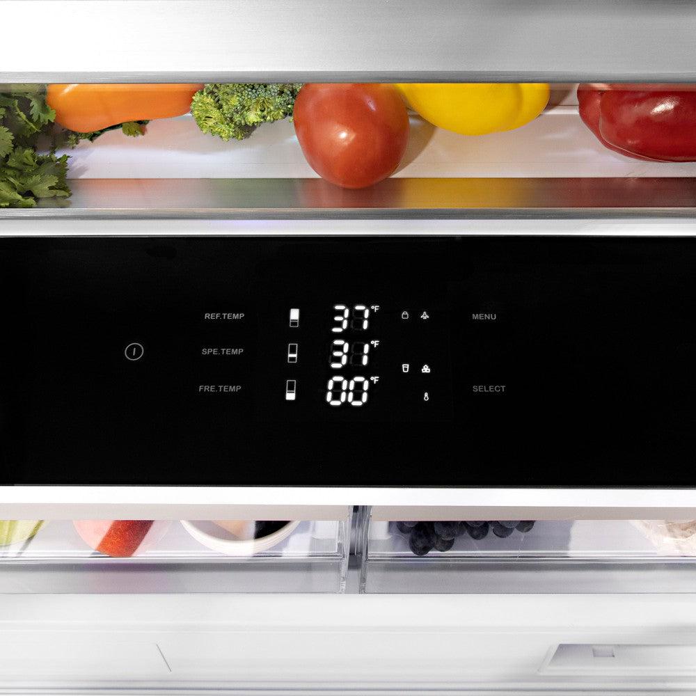 ZLINE Autograph Edition 36 in. 19.6 cu. ft. French Door Built-In Bottom Freezer Refrigerator With Water Dispenser And Ice Maker In White Matte - View 6 | Fridge.com