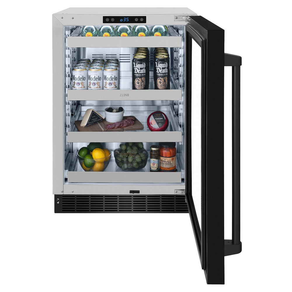 ZLINE Autograph Edition 24 in. Touchstone 151 Can Beverage Fridge With Glass Door - View 3 | Fridge.com
