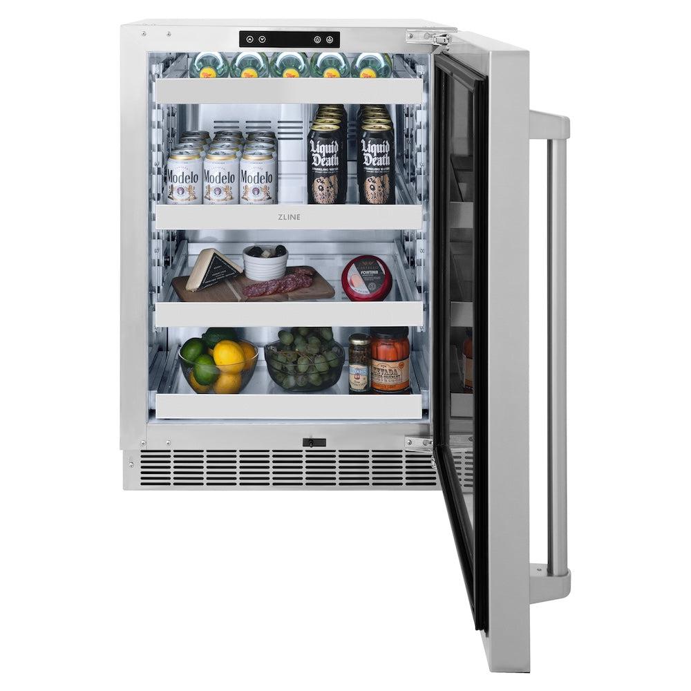 ZLINE Autograph Edition 24 in. Touchstone 151 Can Beverage Fridge With Solid Stainless Steel Door - View 4 | Fridge.com