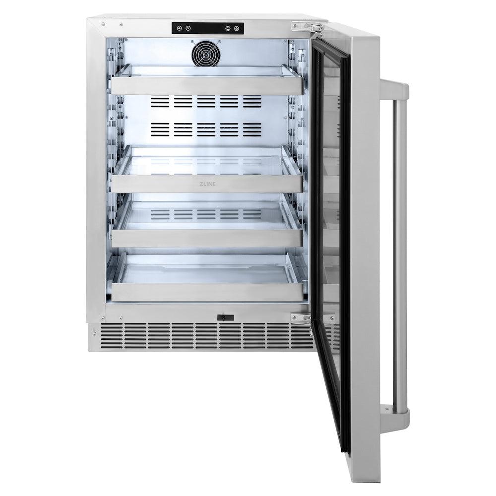 ZLINE Autograph Edition 24 in. Touchstone 151 Can Beverage Fridge With Solid Stainless Steel Door - View 5 | Fridge.com