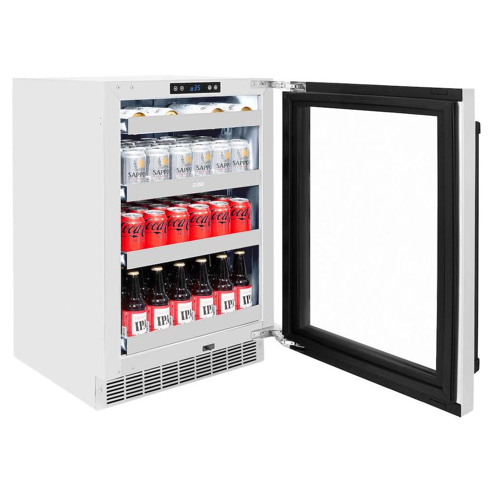 ZLINE Autograph Edition 24 in. Touchstone 151 Can Beverage Fridge With Stainless Steel Glass Door And Matte Black Handle (Rbsoz-Gs-24-Mb) - View 6 | Fridge.com