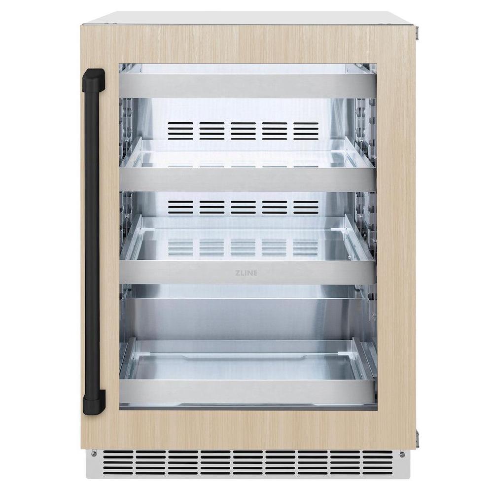 ZLINE Autograph Edition 24 in. Touchstone 151 Can Beverage Fridge With Panel Ready Glass Door - View 3 | Fridge.com