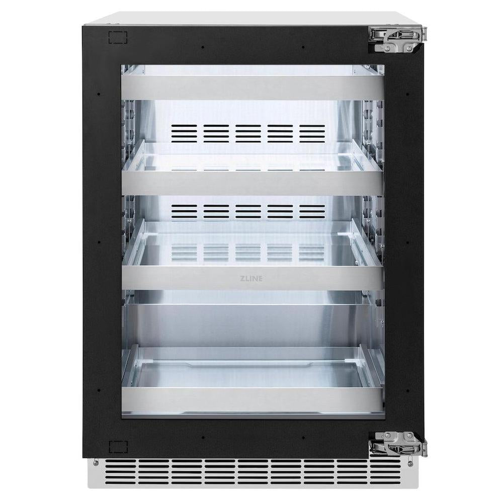 ZLINE Autograph Edition 24 in. Touchstone 151 Can Beverage Fridge With Panel Ready Glass Door - View 4 | Fridge.com
