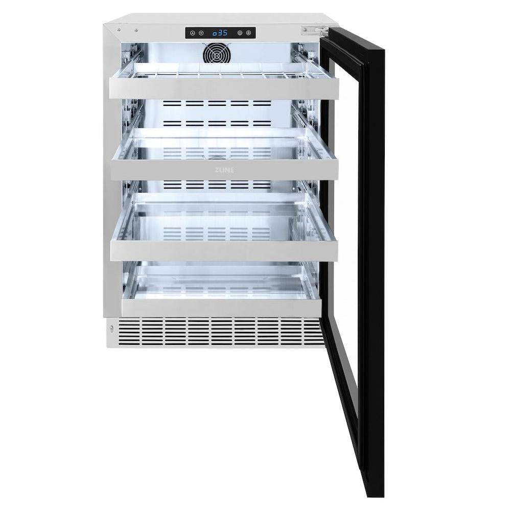 ZLINE Autograph Edition 24 in. Touchstone 151 Can Beverage Fridge With Panel Ready Glass Door - View 5 | Fridge.com