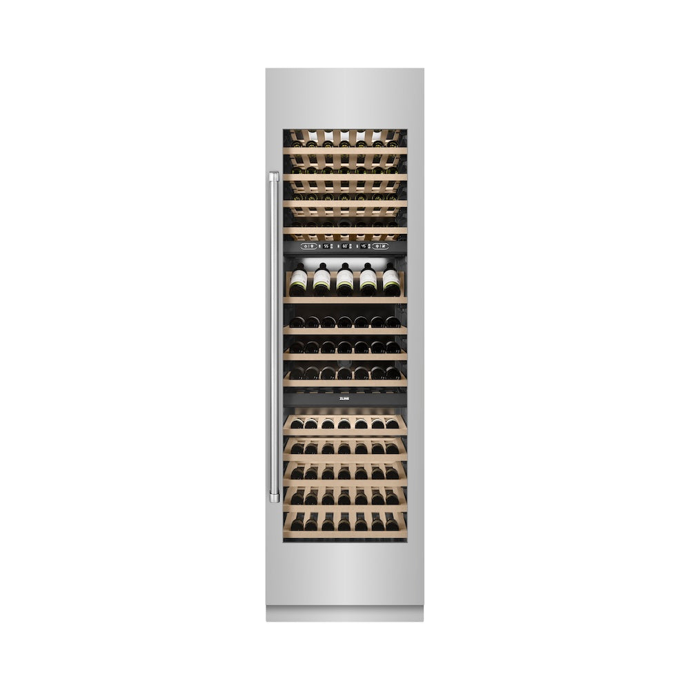 ZLINE Autograph 24 in. 12.4 cu. ft. Triple Zone 100 Bottle Column Wine Cooler And Accents - View 4 | Fridge.com