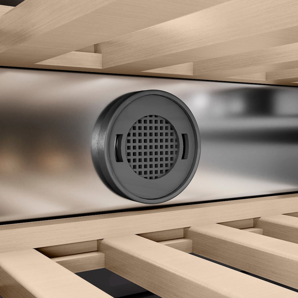 ZLINE Autograph 24 in. 12.4 cu. ft. Triple Zone 100 Bottle Column Wine Cooler And Accents - View 6 | Fridge.com