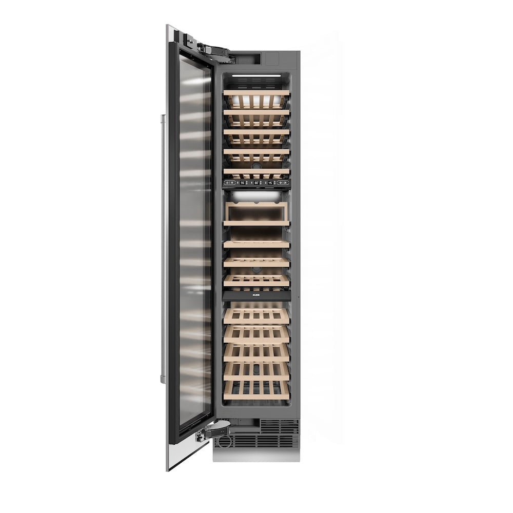 ZLINE 18 in. 9.0 cu. ft. Triple Zone 68 Bottle Hinge Column Wine Cooler - View 3 | Fridge.com