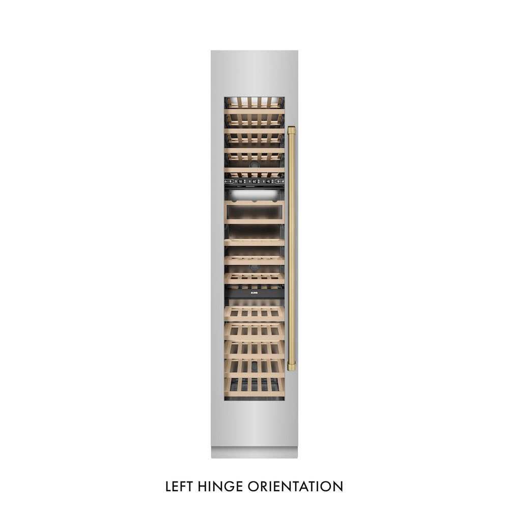 ZLINE Autograph 18 in. 9.0 cu. ft. Triple Zone 68 Bottle Hinge Column Wine Cooler In Stainless Steel With Accents - View 2 | Fridge.com