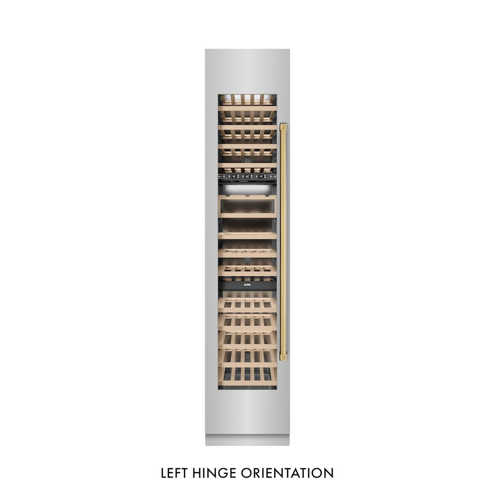 ZLINE Autograph 18 in. 9.0 cu. ft. Triple Zone 68 Bottle Hinge Column Wine Cooler In Stainless Steel With Accents - View 2 | Fridge.com