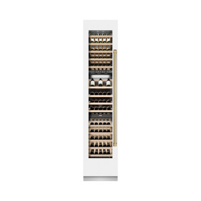 Autograph 18 in. 9.0 cu. ft. Triple Zone 68 Bottle Hinge Column Wine Cooler in White Matte with Accents — ZLINE, model RCWVLZ-WM-18-CB