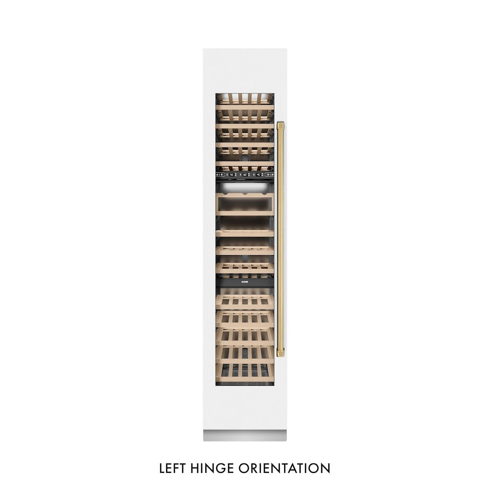 ZLINE Autograph 18 in. 9.0 cu. ft. Triple Zone 68 Bottle Hinge Column Wine Cooler In White Matte With Accents - View 2 | Fridge.com