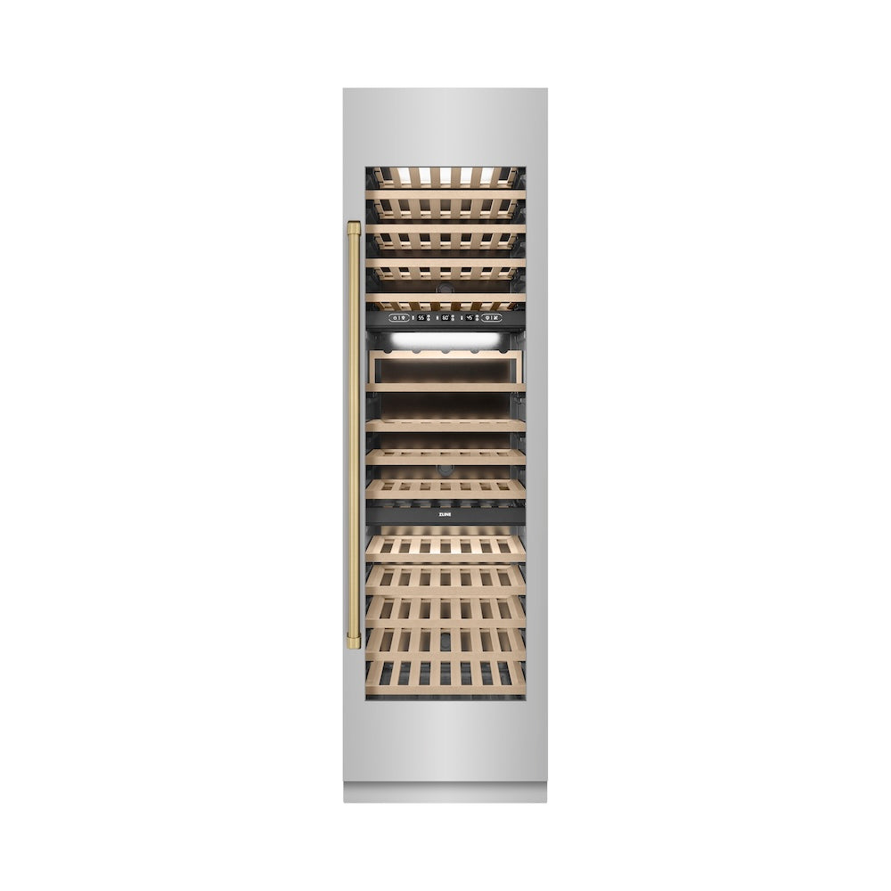 ZLINE Autograph 24 in. 12.4 cu. ft. Triple Zone 100 Bottle Column Wine Cooler And Accents - View 2 | Fridge.com