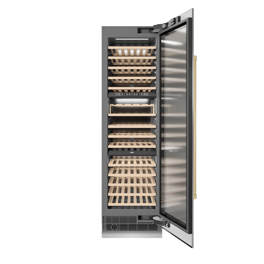ZLINE Autograph 24 in. 12.4 cu. ft. Triple Zone 100 Bottle Column Wine Cooler And Accents - View 3 | Fridge.com