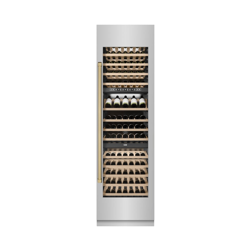 ZLINE Autograph 24 in. 12.4 cu. ft. Triple Zone 100 Bottle Column Wine Cooler And Accents - View 4 | Fridge.com