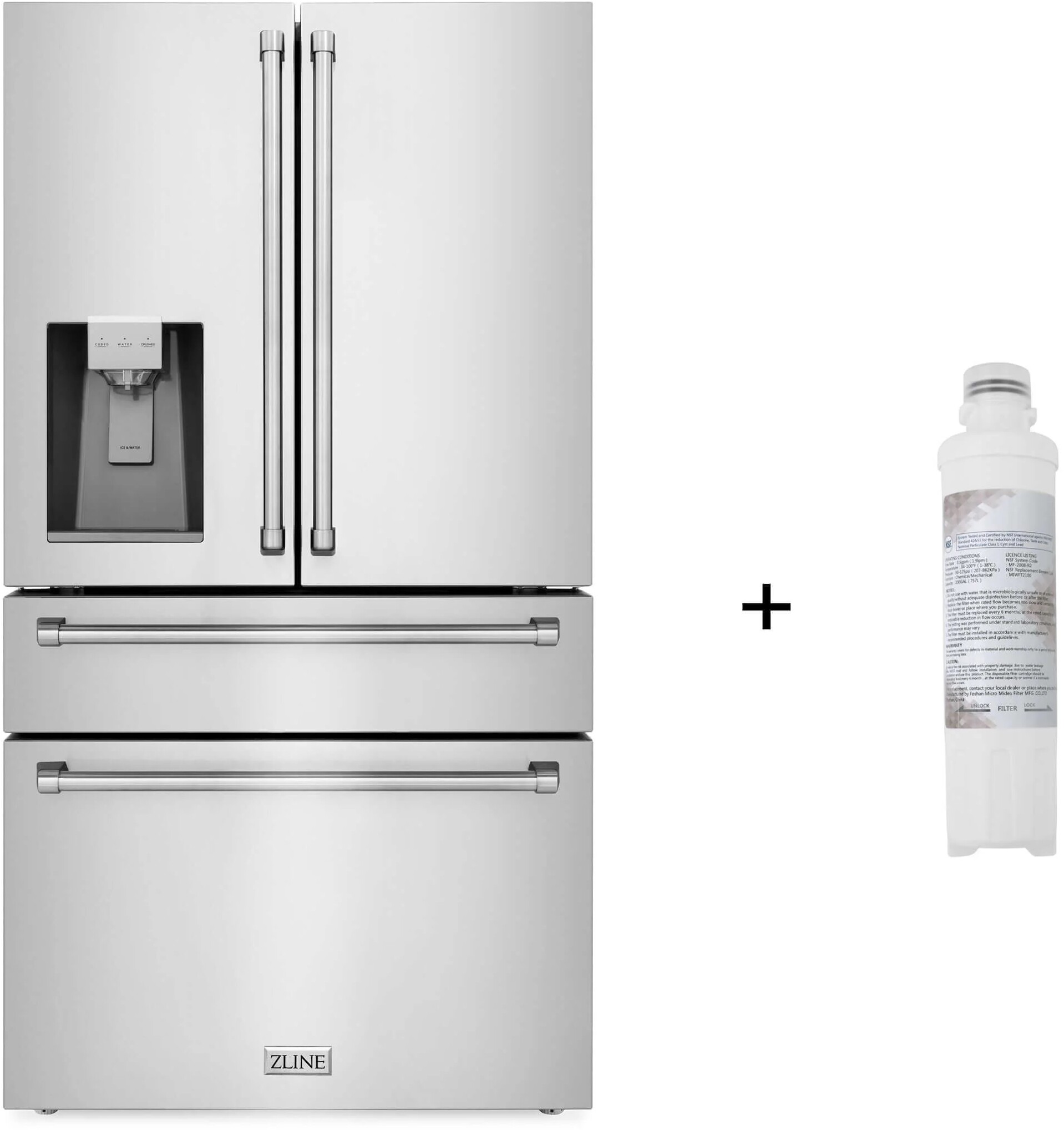 ZLINE 36 Inch 36" Counter Depth French Door Refrigerator RFMWWF36 | Fridge.com
