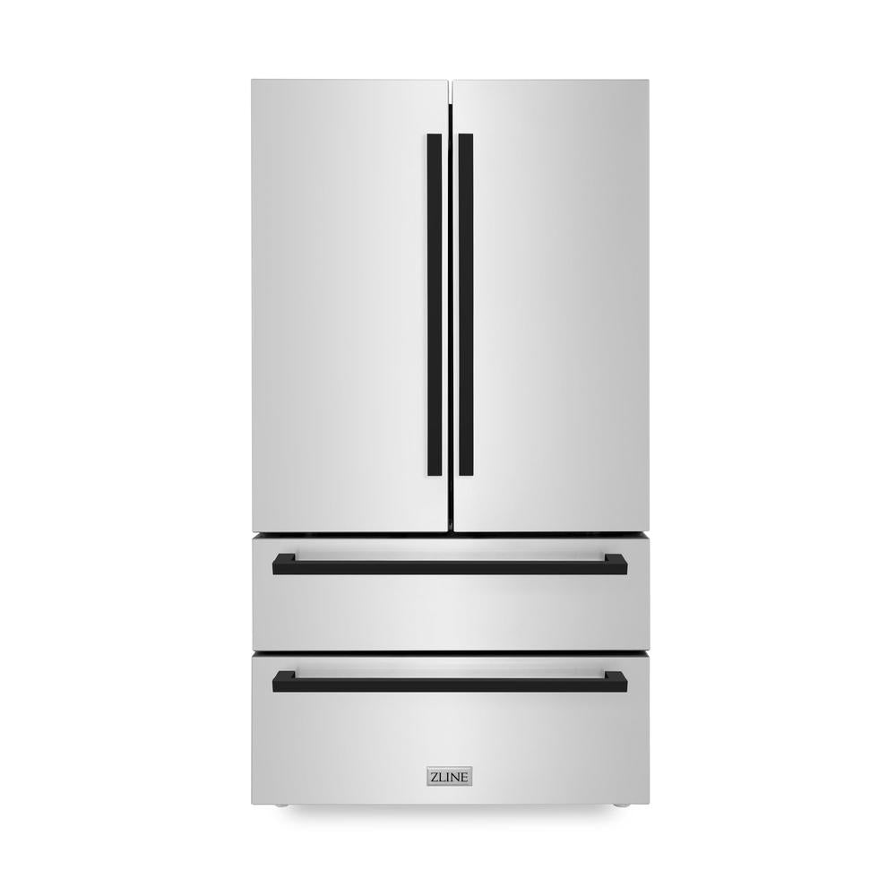ZLINE Autograph Edition 36 in. 22.5 cu. ft. Counter-Depth French Door Refrigerator With Ice Maker In Fingerprint-Resistant Stainless Steel With Matte - View 2 | Fridge.com