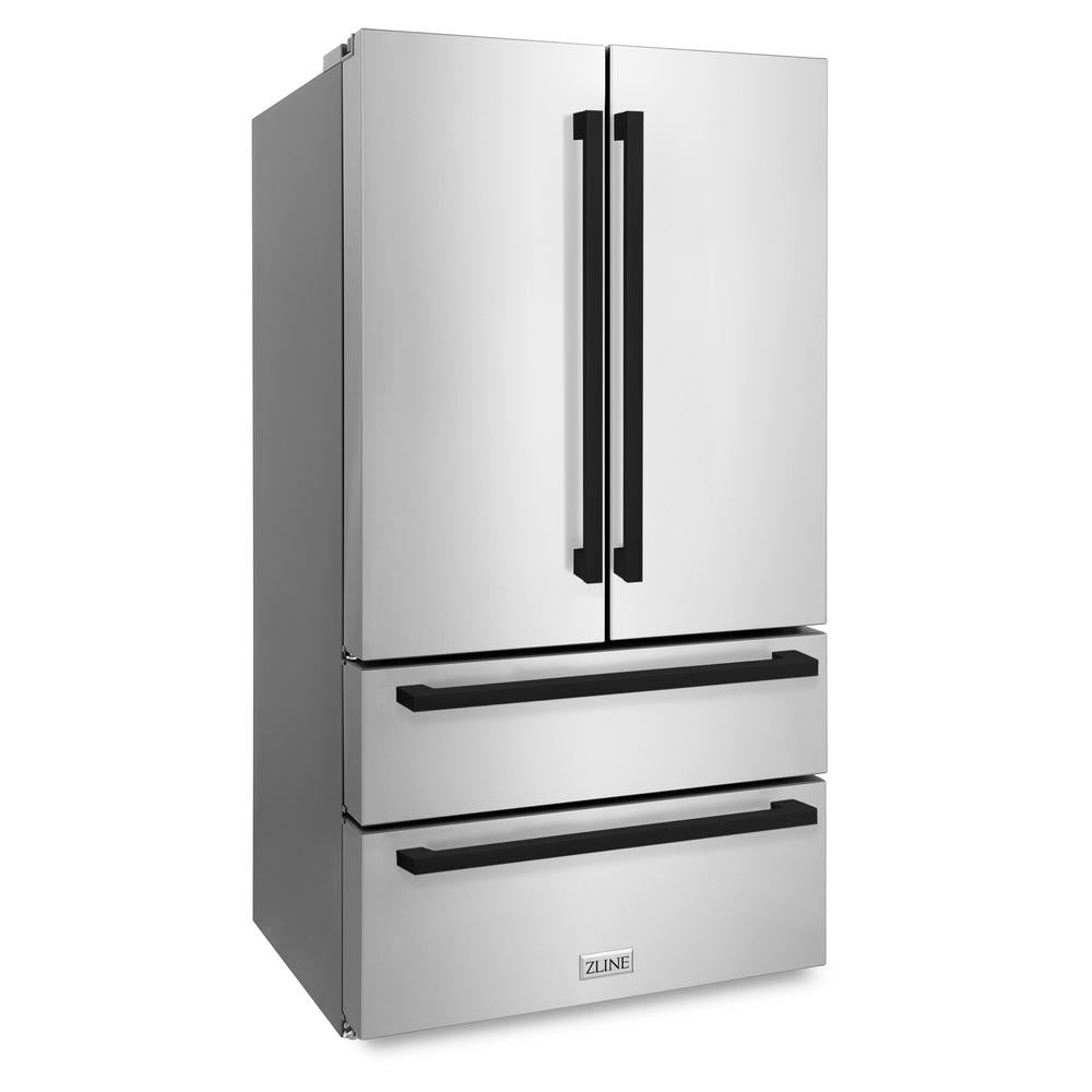 ZLINE Autograph Edition 36 in. 22.5 cu. ft. Counter-Depth French Door Refrigerator With Ice Maker In Fingerprint-Resistant Stainless Steel With Matte - View 4 | Fridge.com
