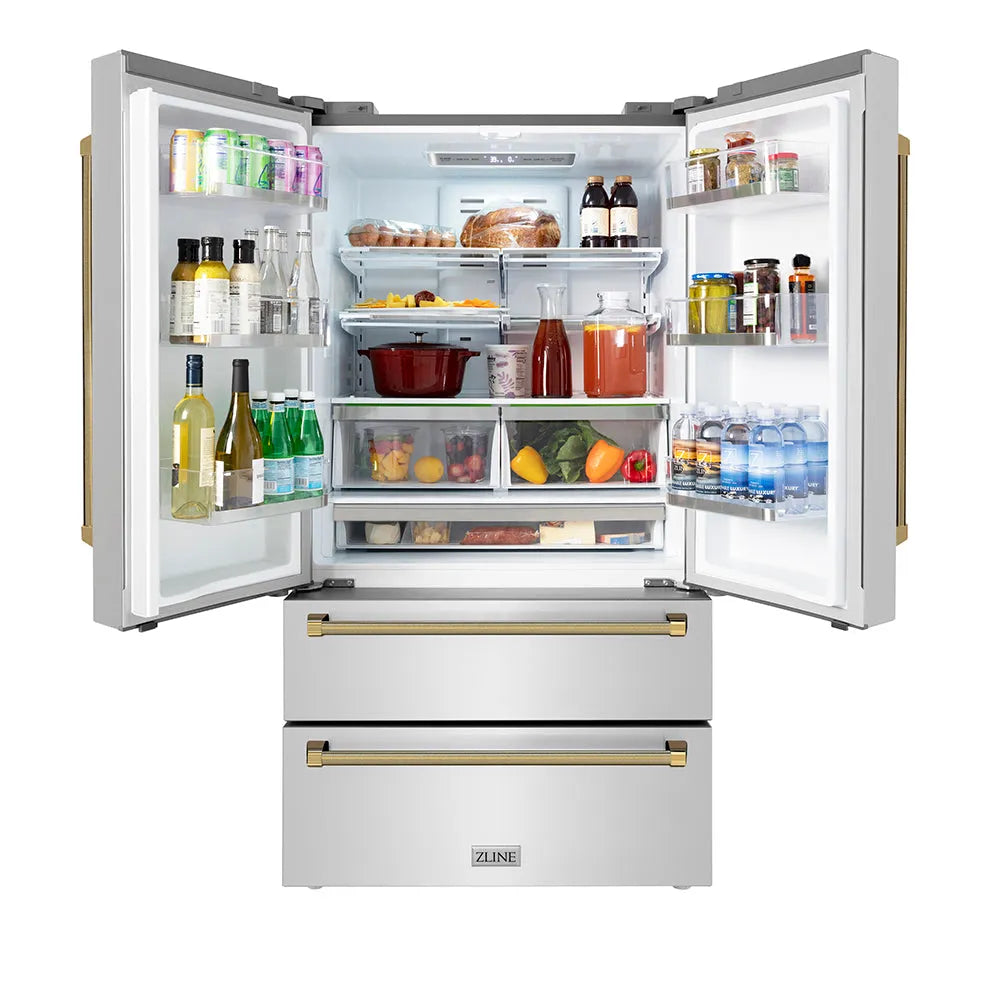 ZLINE 36 Inch Autograph 36" Counter Depth French Door Refrigerator RFMZ36KG - View 5 | Fridge.com