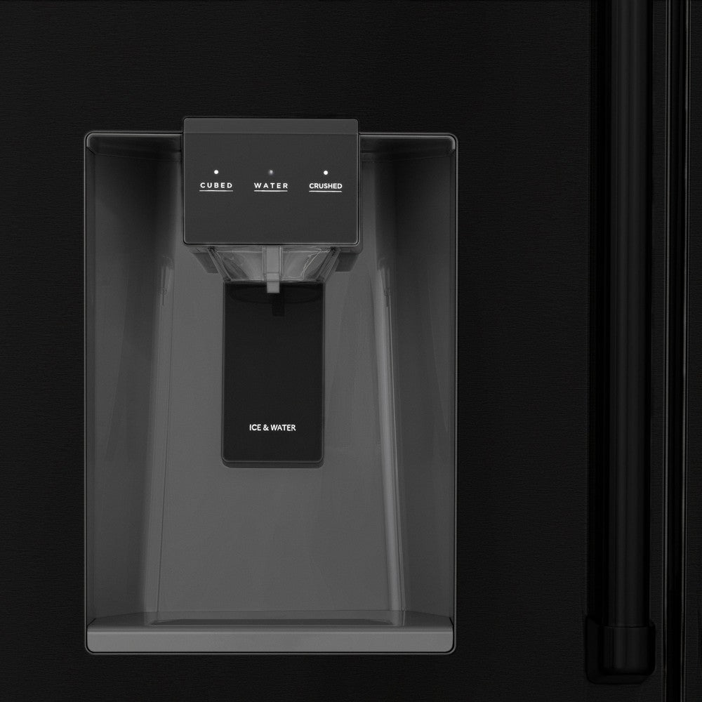 ZLINE Autograph Edition 36 in. 21.6 cu. ft. Counter-Depth French Door Refrigerator With Water And Ice Dispenser In Fingerprint-Resistant Black Stainle - View 6 | Fridge.com