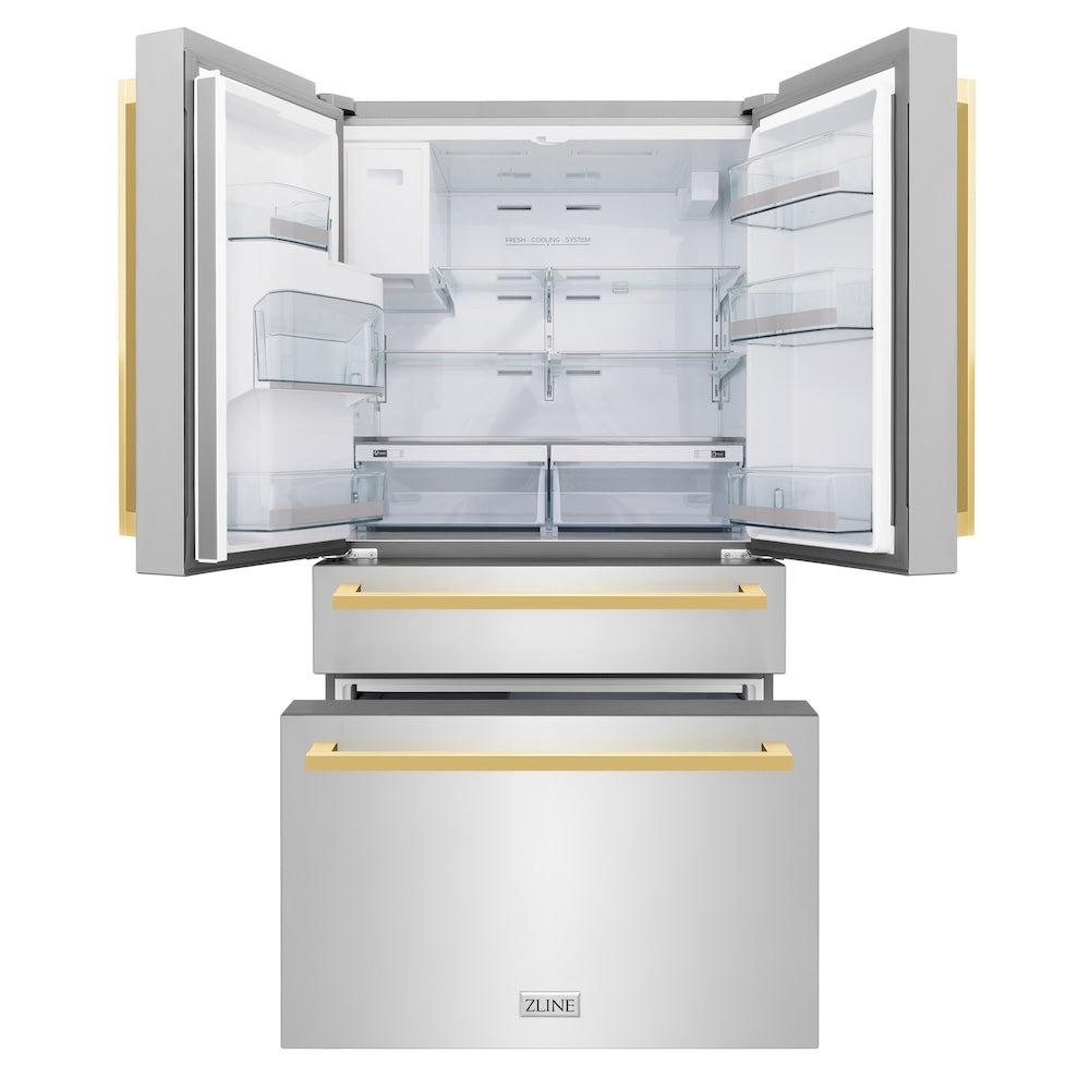 ZLINE 36 Inch Autograph 36" Counter Depth French Door Refrigerator RFMZW36FG - View 3 | Fridge.com