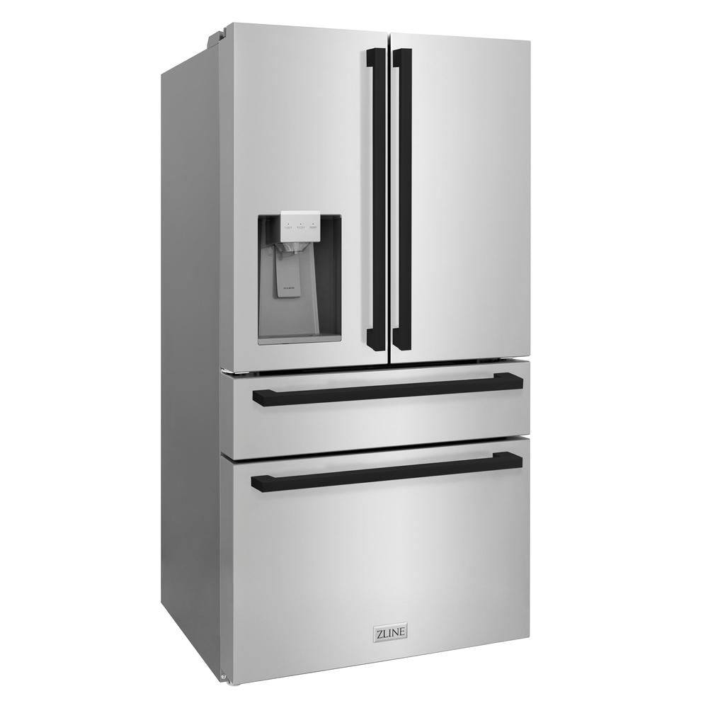 ZLINE Autograph 36 in. 21.6 cu. ft. Counter-Depth Refrigerator With Matte Black Modern Handles - View 4 | Fridge.com