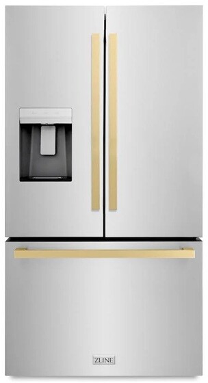 ZLINE Autograph Edition 36 in. 28.9 cu. ft. Standard-Depth French Door External Water Dispenser Refrigerator with Dual Ice Maker in Fingerprint-Resist | Fridge.com