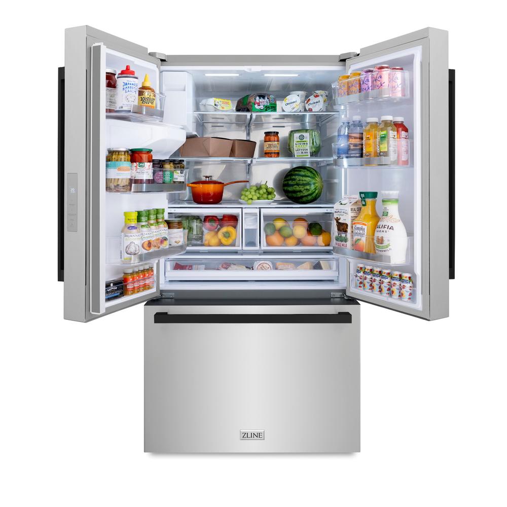 ZLINE Autograph 36 in. 28.9 cu. ft. Standard-Depth Refrigerator With Matte Black Modern Handles - View 4 | Fridge.com