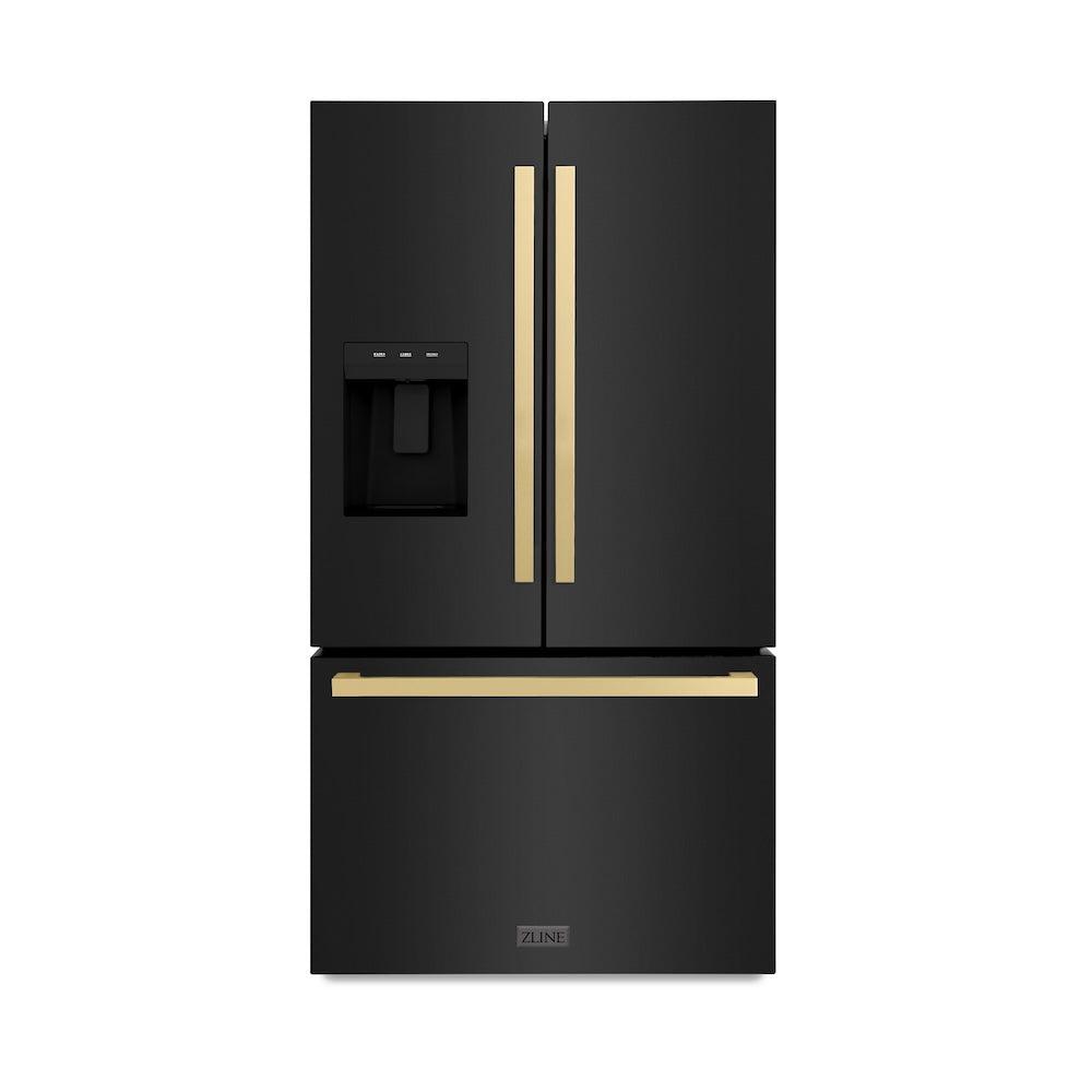 ZLINE Autograph Edition 36 in. 28.9 cu. ft. Standard-Depth French Door External Water Dispenser Refrigerator With Dual Ice Maker In Fingerprint-Resist - View 4 | Fridge.com
