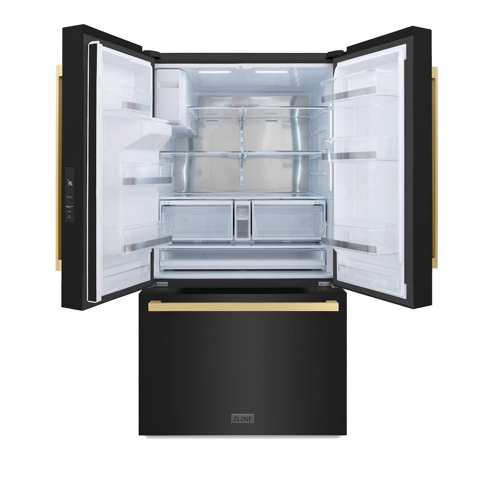 ZLINE Autograph Edition 36 in. 28.9 cu. ft. Standard-Depth French Door External Water Dispenser Refrigerator With Dual Ice Maker In Fingerprint-Resist - View 6 | Fridge.com