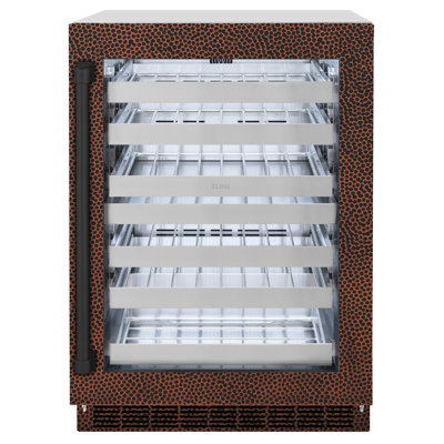 Zline 24 In. Touchstone Dual Zone 44 Bottle Wine Cooler With Hand Hammered Copper Glass Door | Fridge.com