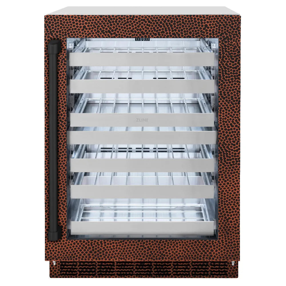 ZLINE 24 in. Touchstone Dual Zone 44 Bottle Wine Cooler With Hand Hammered Copper Glass Door - View 2 | Fridge.com