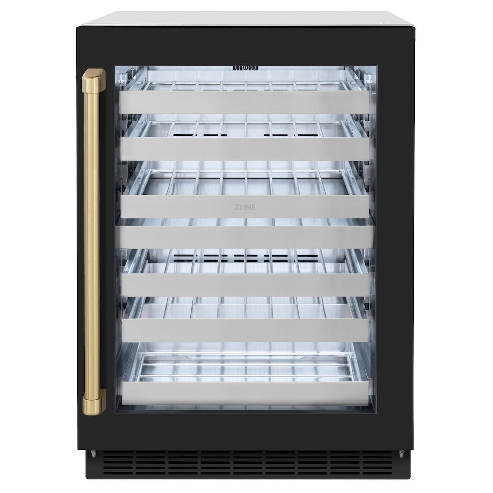 ZLINE Autograph Edition 24 in. Touchstone Dual Zone 44 Bottle Wine Cooler With Black Matte Glass Door And Handle - View 2 | Fridge.com