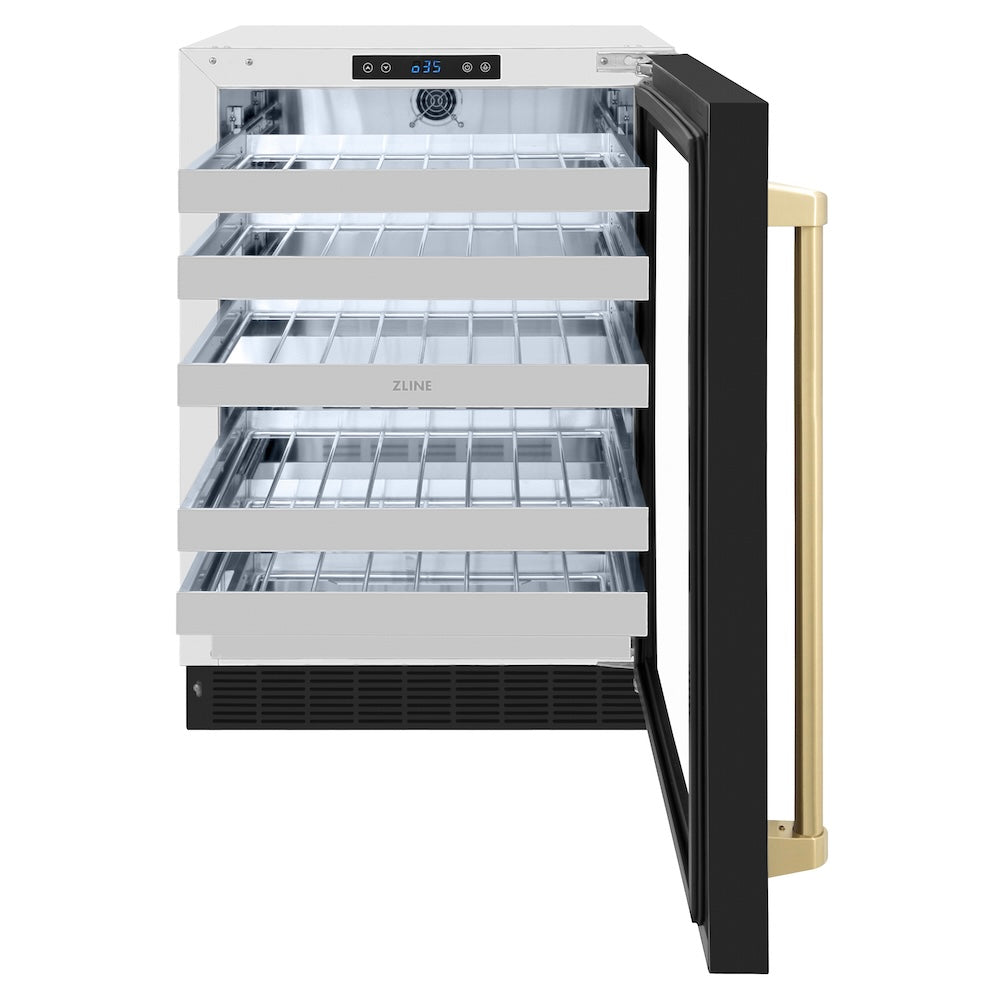 ZLINE Autograph Edition 24 in. Touchstone Dual Zone 44 Bottle Wine Cooler With Black Matte Glass Door And Handle - View 3 | Fridge.com