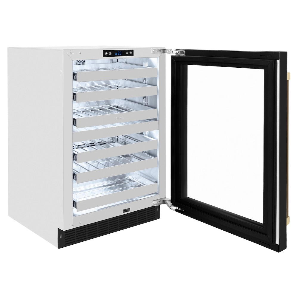 ZLINE Autograph Edition 24 in. Touchstone Dual Zone 44 Bottle Wine Cooler With Black Matte Glass Door And Handle - View 5 | Fridge.com