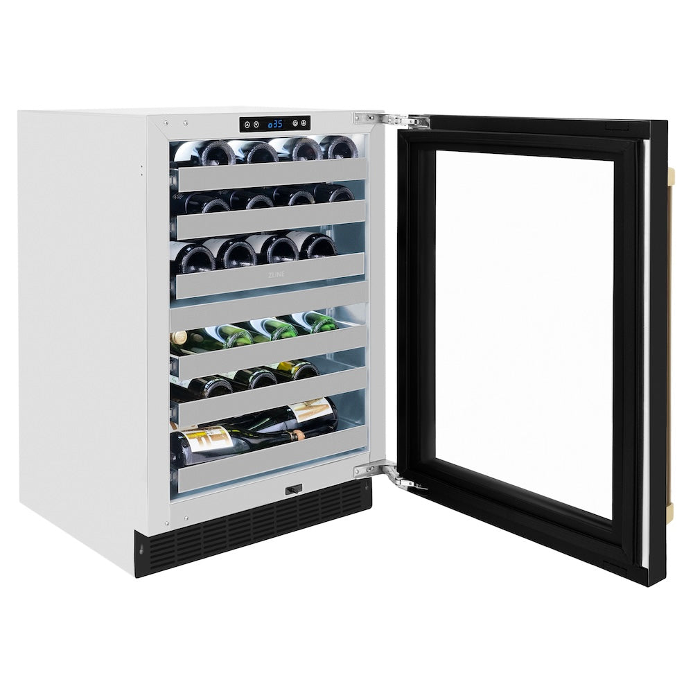 ZLINE Autograph Edition 24 in. Touchstone Dual Zone 44 Bottle Wine Cooler With Black Matte Glass Door And Handle - View 6 | Fridge.com