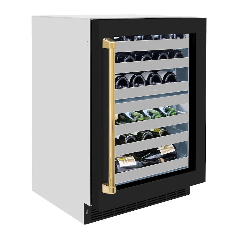 ZLINE Autograph Edition 24 in. Touchstone Dual Zone 44 Bottle Wine Cooler With Black Matte Glass Door And Handle - View 4 | Fridge.com