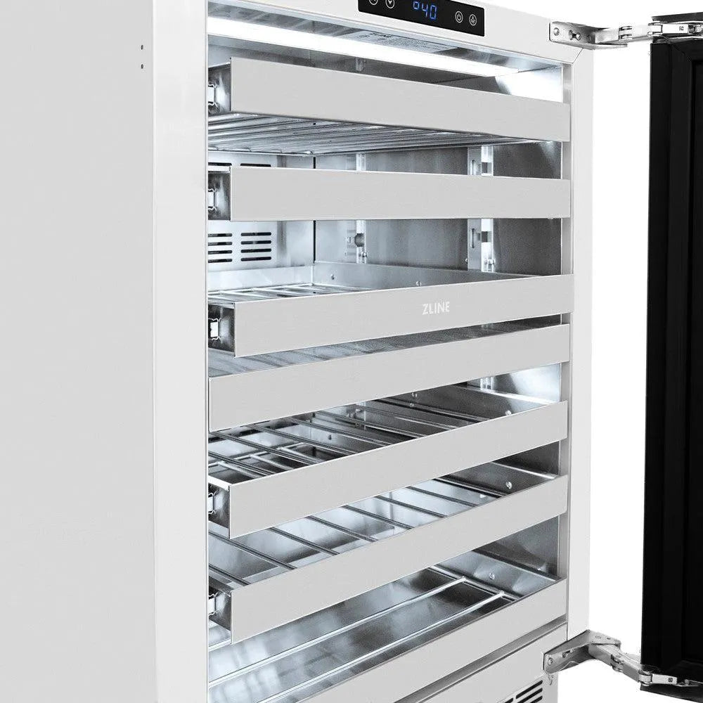 ZLINE Autograph Edition 24 in. Touchstone Dual Zone 44 Bottle Wine Cooler With Stainless Steel Glass Door And Champagne Bronze Handle (Rwdoz-Gs-24-Cb) - View 3 | Fridge.com