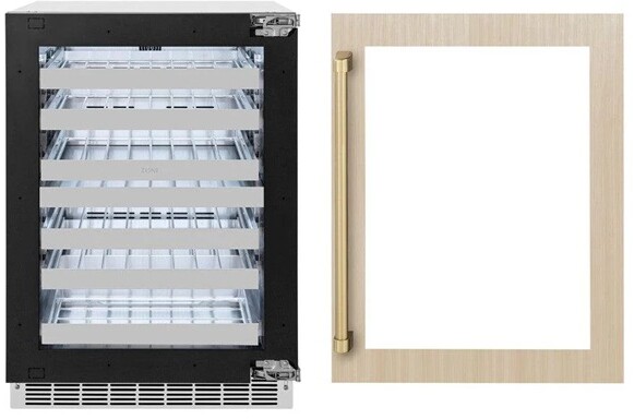 ZLINE Autograph Edition 24 in. Touchstone Dual Zone 44 Bottle Wine Cooler with Panel Ready Glass Door | Fridge.com
