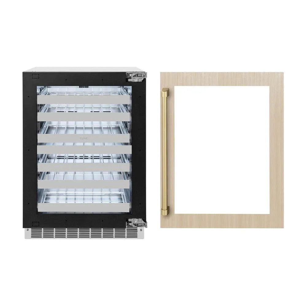 ZLINE Autograph Edition 24 in. Touchstone Dual Zone 44 Bottle Wine Cooler with Panel Ready Glass Door | Fridge.com