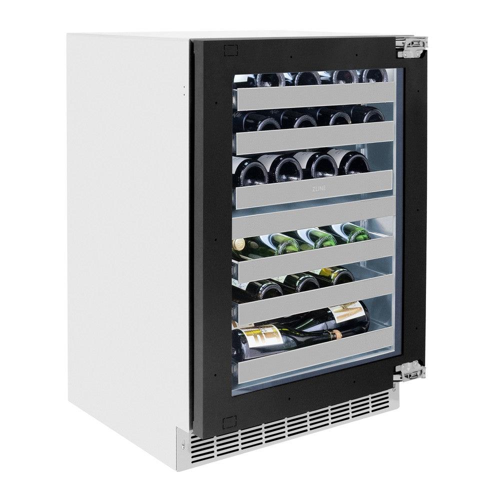 ZLINE Autograph Edition 24 in. Touchstone Dual Zone 44 Bottle Wine Cooler With Panel Ready Glass Door - View 3 | Fridge.com