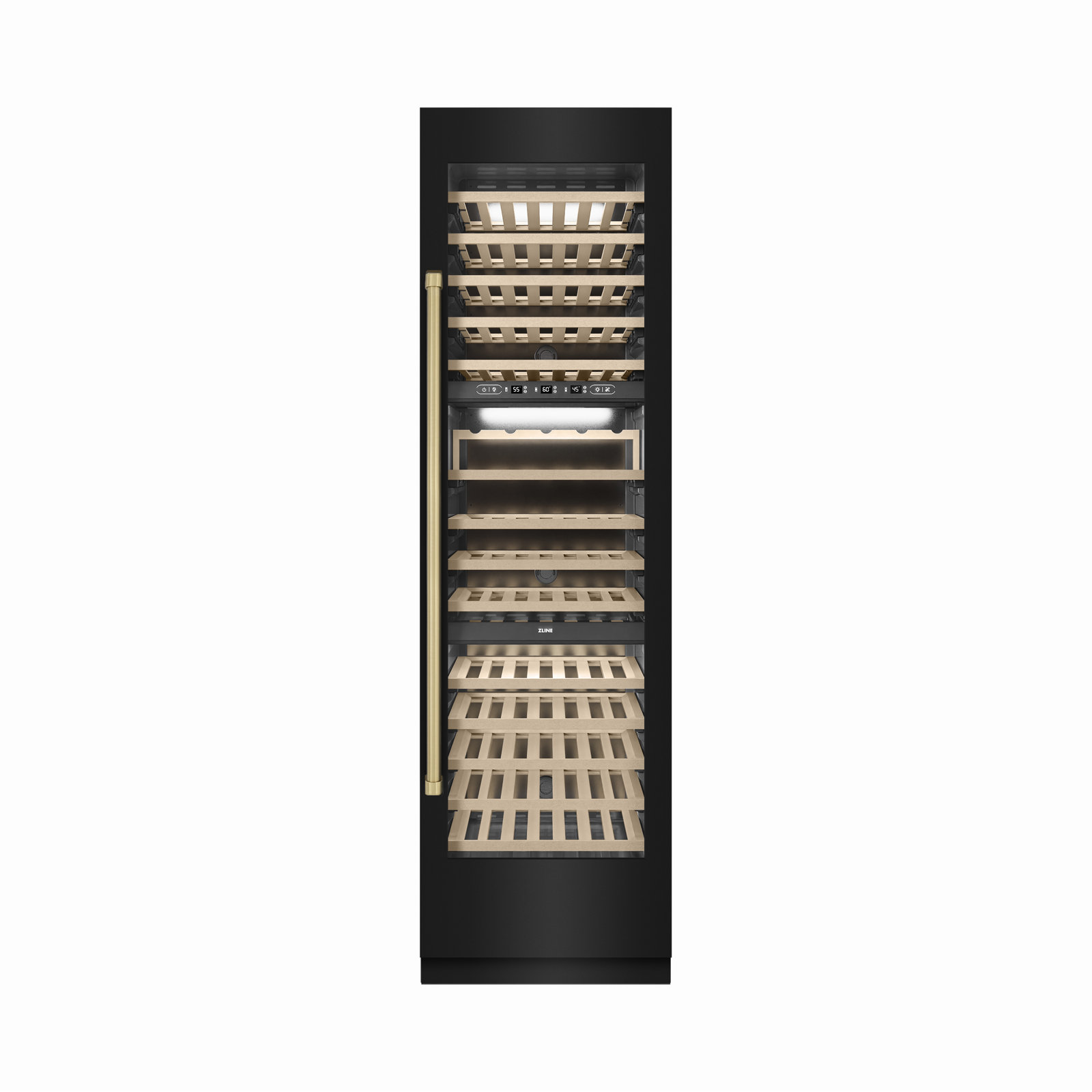 ZLINE Autograph 24 in. 12.4 cu. ft. Triple Zone 100 Bottle Column Wine Cooler in Stainless Steel Accents | Fridge.com