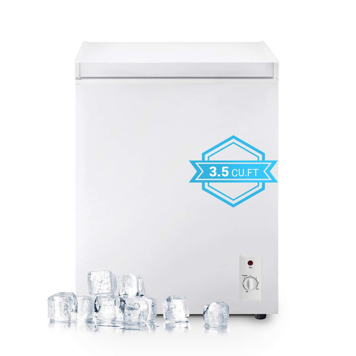 3.5 Cu.Ft Mini Chest Freezer, Small TopOpen Deep Freezer with 7Level Adjustable Temperature, Removable Basket, 38dB Low Noise Freezer for Home Apart | Fridge.com